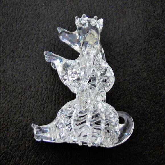 Spun Glass POODLE DOG FIGURINE Hand Blown Art 2.5" Sit Up Princess Crown Tiara - Picture 1 of 3